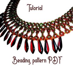 beading pattern pdf. necklace in ethnic style pattern pdf. beading tutorial step by step