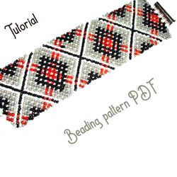 beading pattern pdf bracelet huichol. digital tutorial. beading step by step