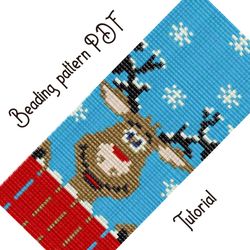 beading pattern pdf. bracelet christmas deer.  digital tutorial pdf step by step.