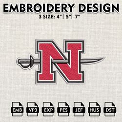 ncaa logo embroidery designs, nicholls colonels embroidery files, ncaa nicholls colonels, machine embroidery designs