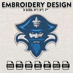 ncaa logo embroidery designs, new orleans privateer embroidery files, ncaa privateer, machine embroidery designs