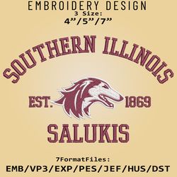 southern illinois salukis embroidery design, ncaa logo embroidery files, ncaa salukis, machine embroidery pattern