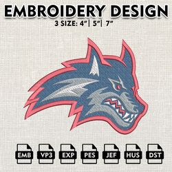 ncaa logo embroidery designs, stony brook seawolves embroidery files, ncaa seawolves, machine embroidery designs