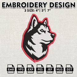 ncaa logo embroidery designs,northeastern huskies embroidery files, ncaa huskies, machine embroidery designs