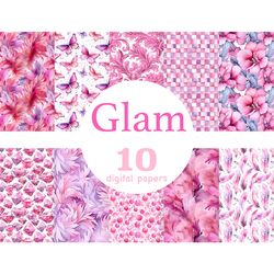 glam digital papers set | fashion seamless pattern