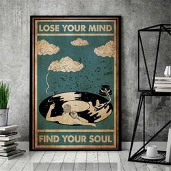 vinyl couple lose your mind find your soul poster, couple relax art, music vintage poster, music retro poster