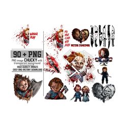 90 horror chucky and matching patches bundle png