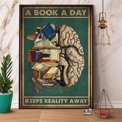 its not hoarding, if its books vintage poster, girl with books print art, girl loves book, reading book decor, gift for