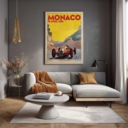 vintage f1 racing monaco 1931 grand prix poster, race car print, race fan gift, executive office decor , wall decor, f1