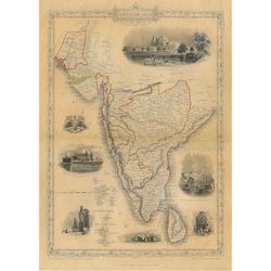 old map of india 1851 southern old india map indian wall decor bombay madras decorative map old world style map india ho