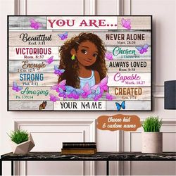 you are - african american personalized poster, custom black daughter gift, black little girl poster room decor