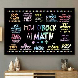 how to rock at math poster, math poster, math  classroom decor, math teacher poster wall decoration, back to school post