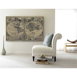 vintage old world map historic map 1626 antique world map restoration world map decor map fine art poster print wall dec