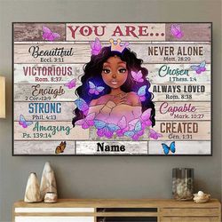 black girl you are beautiful black teenage horizontal poster , black daughter gift