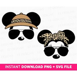 bundle safari mouse couple svg, leopard safari trip svg, couple mouse safari trip svg, bandana mouse svg, mouse sunglass