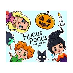 hocus pocus characters clipart png, halloween clipart, fairy girls, digital print, hocus pocus sublimation design, girls