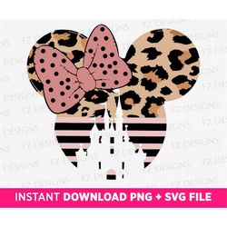 leopard mouse head svg, rose mouse vacation svg, png for sublimation design, leopard mouse girl svg, instant download sv