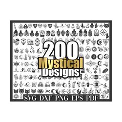 mystical moon svg, celestial svg, mystical moon clipart, svg files for cricut silhouette studio