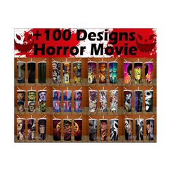 bundle 100 design 20oz tumbler png horror movie tumbler templatehalloween seamless sublimation designsfull tumbler wrap