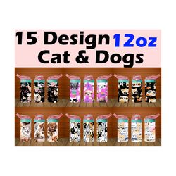 15 cat and dog design png  12oz kids tumbler png  flip top / sippy cup png  sublimation designsublimation tumblerdigita