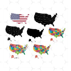 usa map bundle svg, nation svg, united states svg, america map svg, 50 states of america svg, american flag svg, usa fla