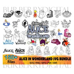 150 alice in wonderland svg bundle, disney svg, png