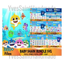 350 baby shark bundle svg, kids svg, shark family svg