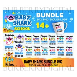 14 baby shark school bundle svg, school svg, teacher shark svg