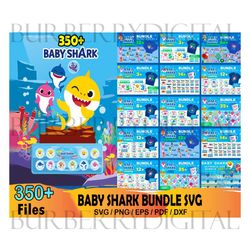 350 baby shark svg bundle, shark family svg, baby shark themed