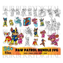 24 paw patrol bundle svg, dog patrol svg, dog patrol clipart