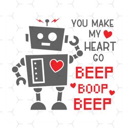 robot valentines day svg, valentine svg, robot svg, beep boop svg, valentine day anniversary svg, love svg, heart icon s