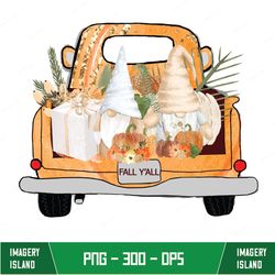 fall gnome png sublimation design digital download, happy fall y'all gnome truck with leopard print instant download