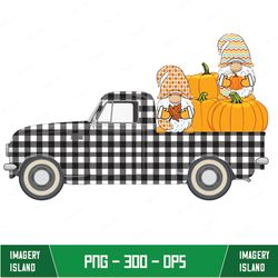 pickup truck gnome png, farm fresh pumpkins hand drawn truck png, clipart, instant download, sublimation graphics