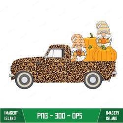 leopard pickup green truck gnome png, leopard truck clipart, instant download, sublimation graphics, png