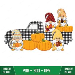 pickup truck gnome png, pumpkin png, fall png, fall pumpkin png, sunflowers gnome png, digital download