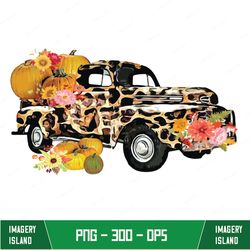 leopard fall pumpkin png, pumpkin truck png, vintage fall png, fall pumpkin png, leopard fall, fall sublimation design