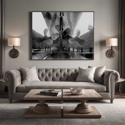 titanic photo industrial wall art steampunk photo rms old titanic propeller poster black & white ship steamship vintage