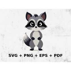 cartoon racoon digital graphic, commercial use vector graphic, svg png eps