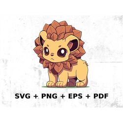 cartoon lion digital graphic, commercial use vector graphic, svg png eps