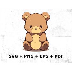 cartoon bear digital graphic, commercial use vector graphic, svg png eps