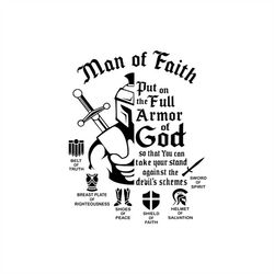 man of faith, put on the full armor of god, editable layered cut files svg png jpeg ai gif cricut design spaces file