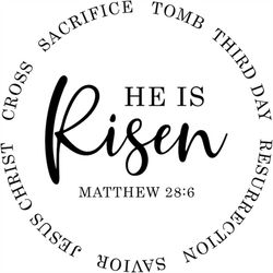 he is risen matthew 28:6, cross, sacrifice, tomb, third day, resurrection, savior, jesus christ, cricut cut files svg p