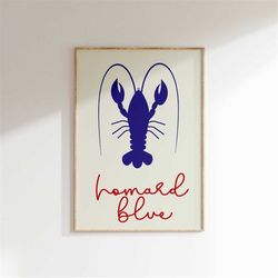 homard blue wall print, homard print, minimalist print, modern print, home decor, wall art print, dining room deco, kitc