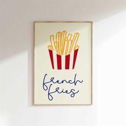 french fries wall print, fries frite, minimalist print, modern print, home decor, wall art print, dining room deco, kitc