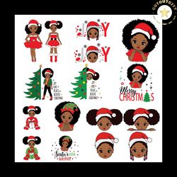 baby black girl svg bundle, black girl christmas svg, black girl ornaments svg cut files