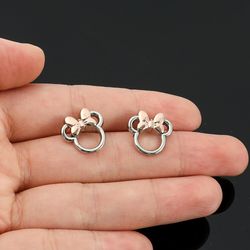 disney mickey ear studs earrings luxury charm jewelry mickey mouse bowknot earrings fashion accessories