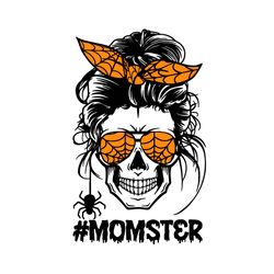 Momster Svg, Halloween Skull Mom Messy Hair Bun Monster Svg, Monster Halloween Svg, Skull Mom Svg, Skull Mom Halloween S