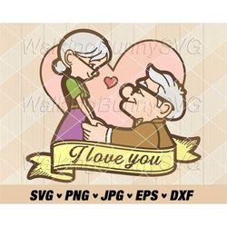 carl and ellie i love you svg png, layered carl and ellie svg, up svg, her carl his ellie png, svg files for cricut, ins