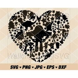 toy characters heart svg png, toy characters silhouette svg, buzz silhouette, woody svg, jessie svg, slinky svg, forky s
