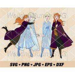 snow princess sisters svg png, layered winter princess svg, snow princess png, svg files for cricut, instant download